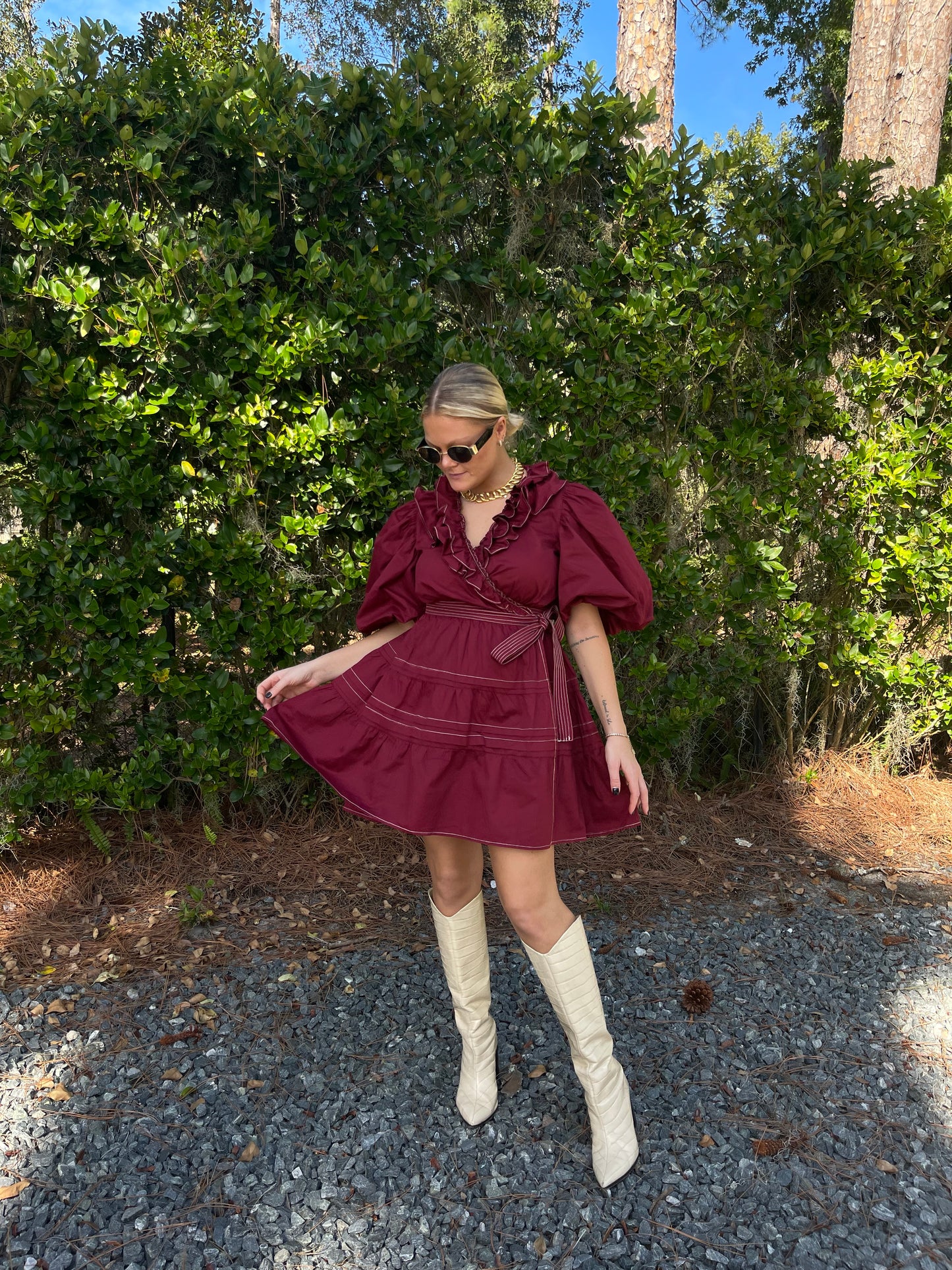 Josephine Puff Sleeve Wrap Dress