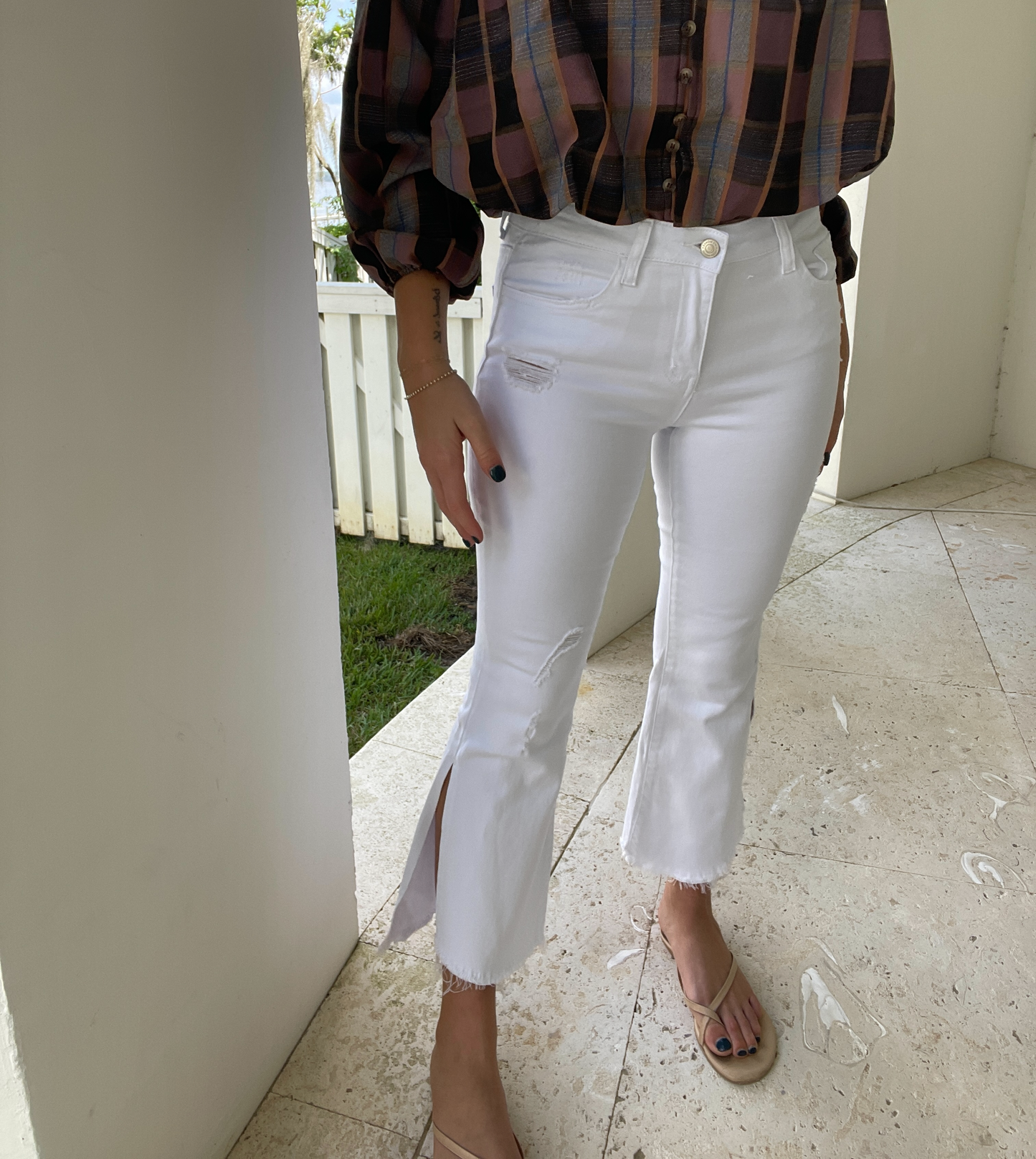 Mid Rise Cropped Kick Flare Denim