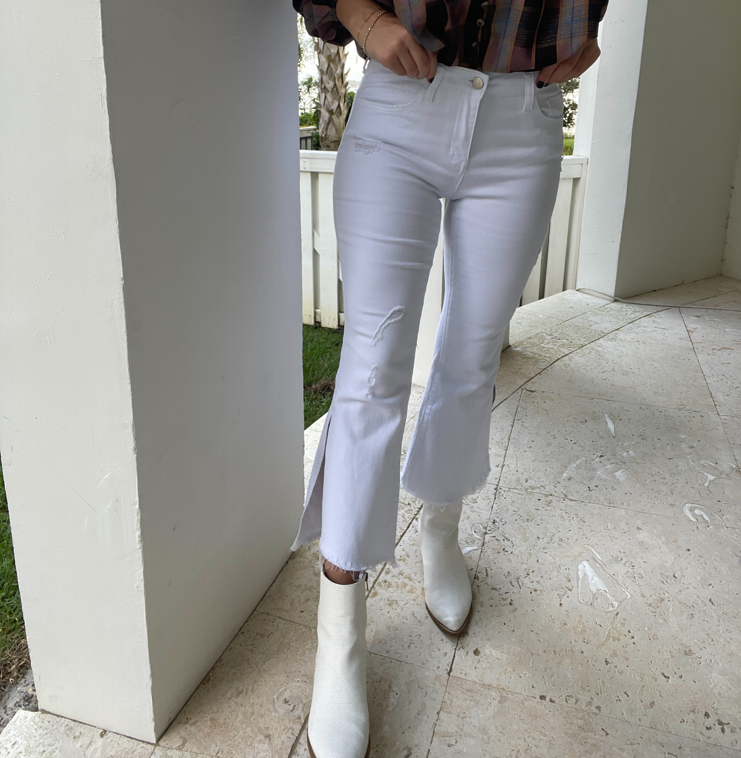 Mid Rise Cropped Kick Flare Denim