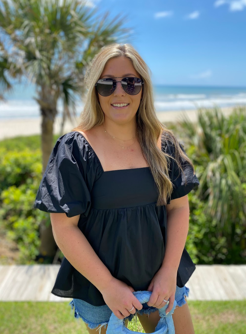The Bridget Poplin Blouse (Black)