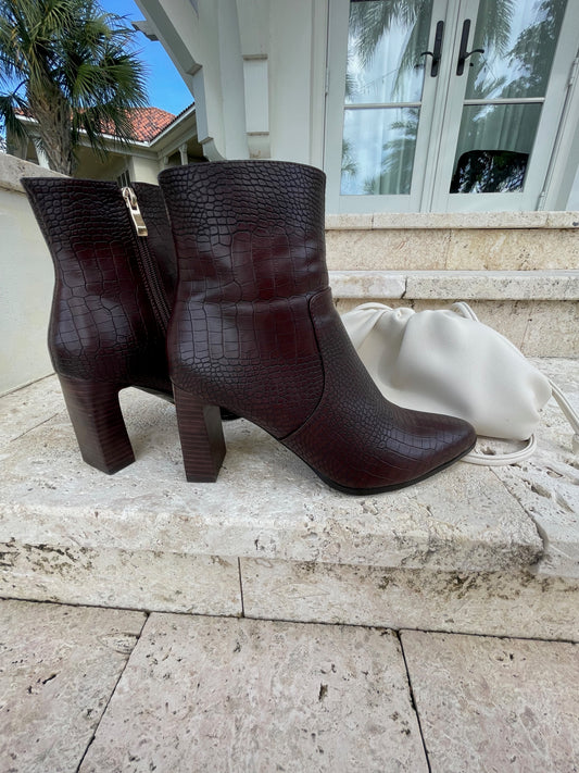 Mahogany Croc Bootie